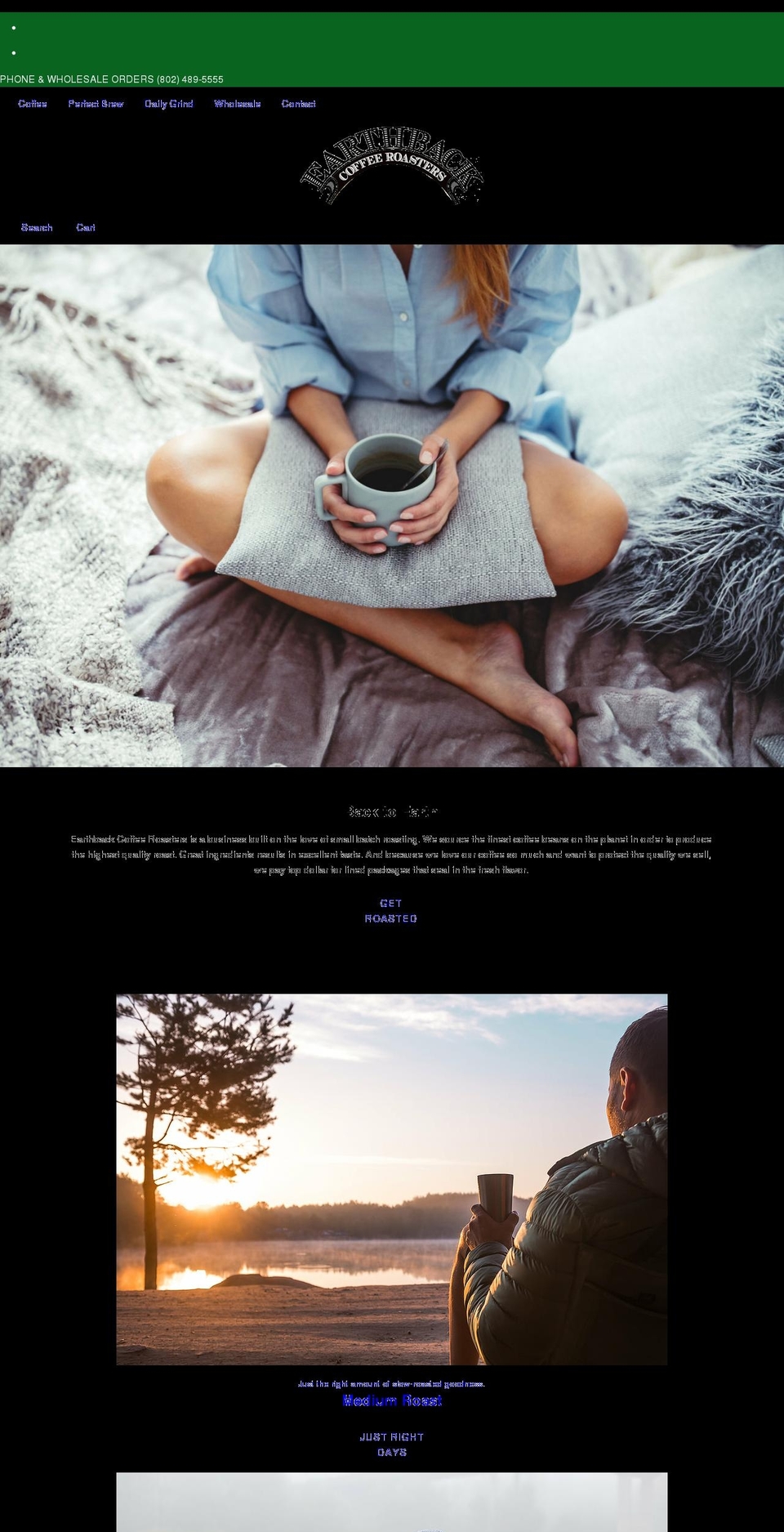 earthbackcoffee.com shopify website screenshot