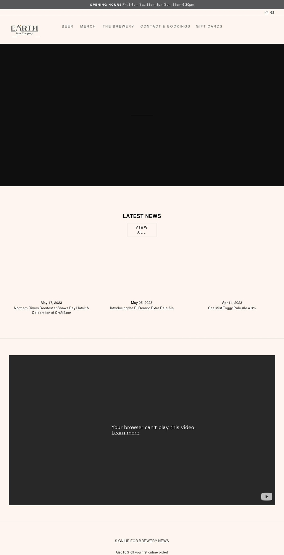 earthbeercompany.com.au shopify website screenshot