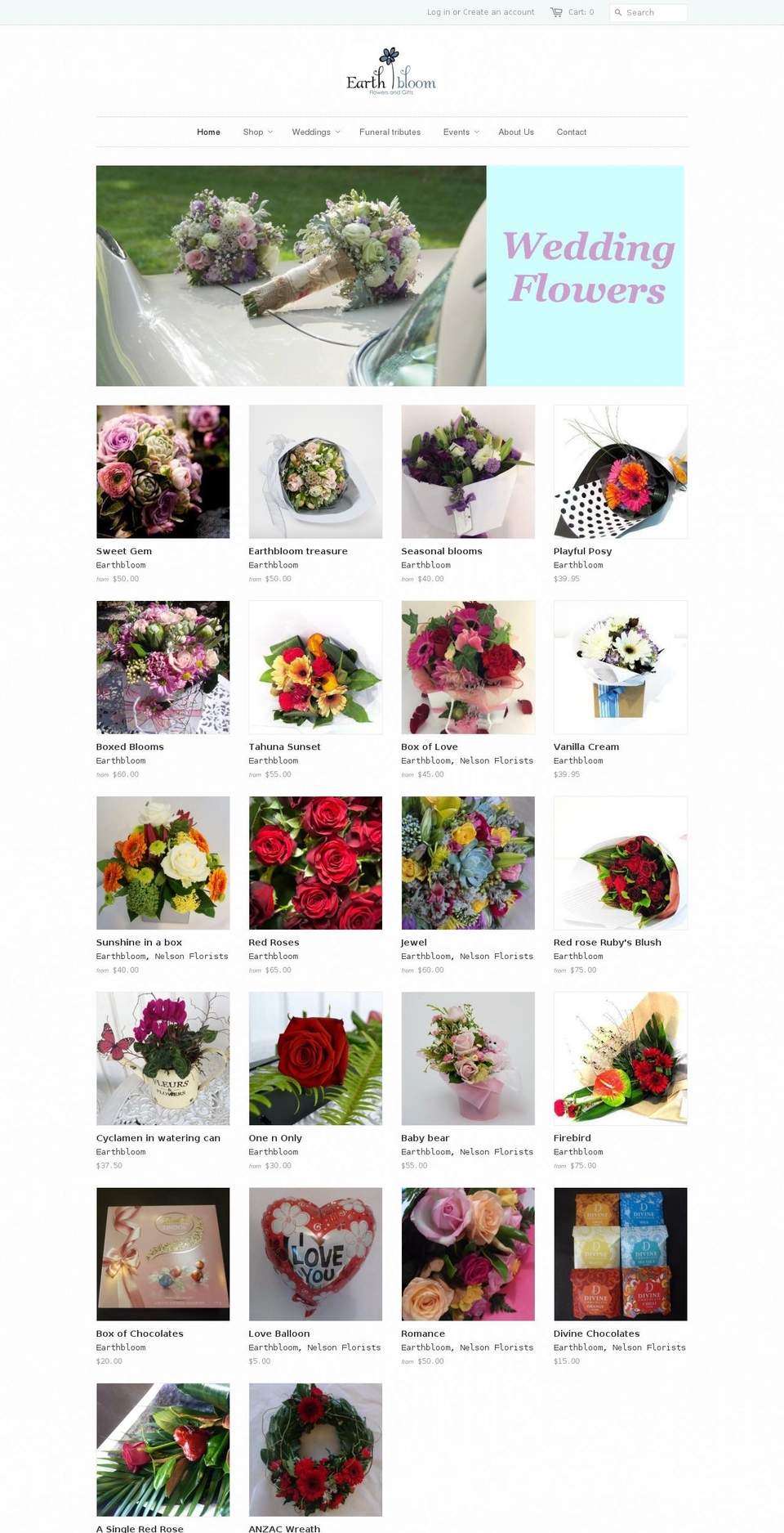 earthbloom.co.nz shopify website screenshot