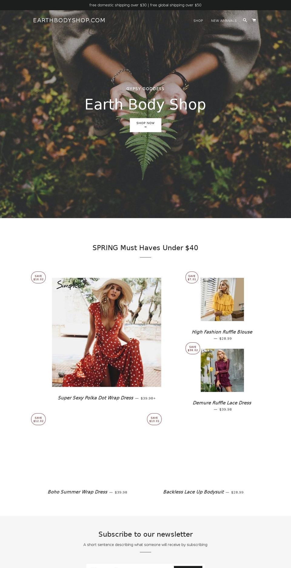 earthbodyshop.com — Shopify storefront screenshot