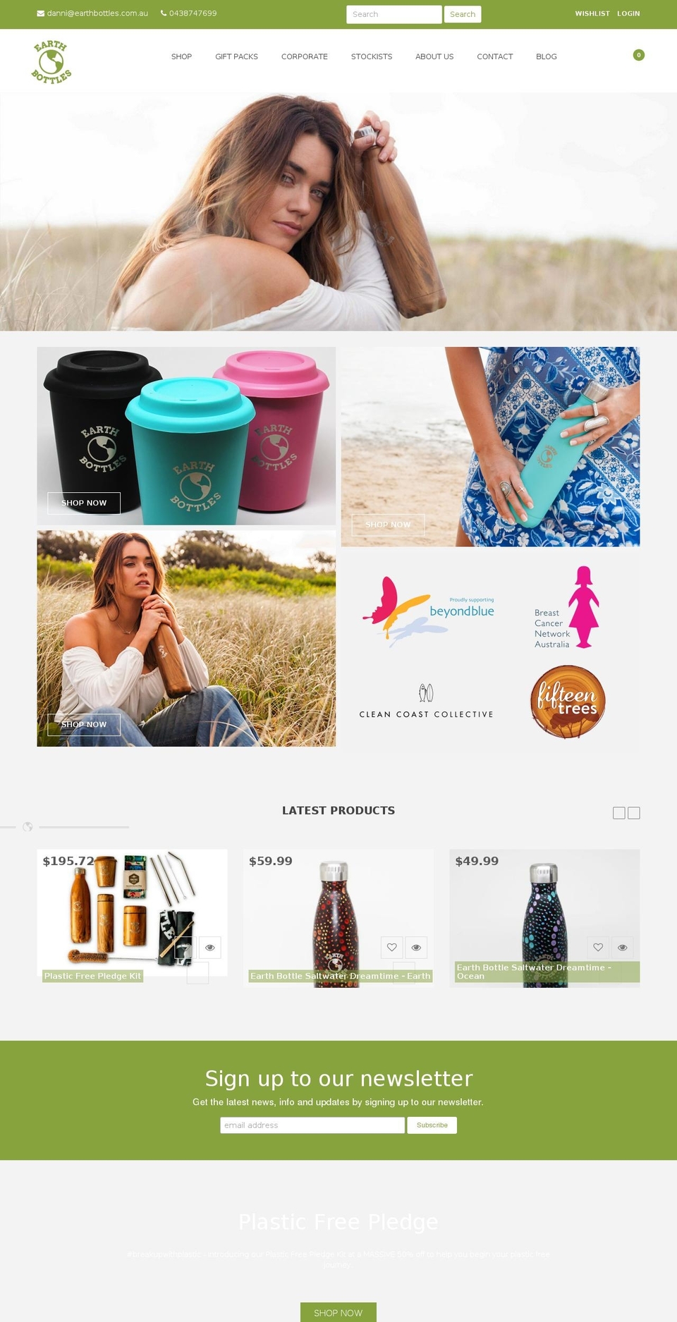 earthbottles.com.au shopify website screenshot