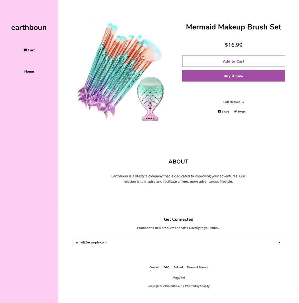 earthboun.com — Shopify storefront screenshot