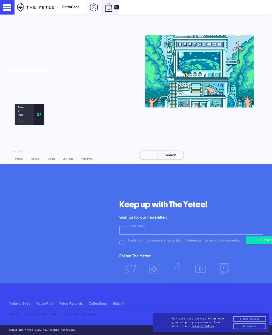 the-yetee Shopify theme site example earthcade.com