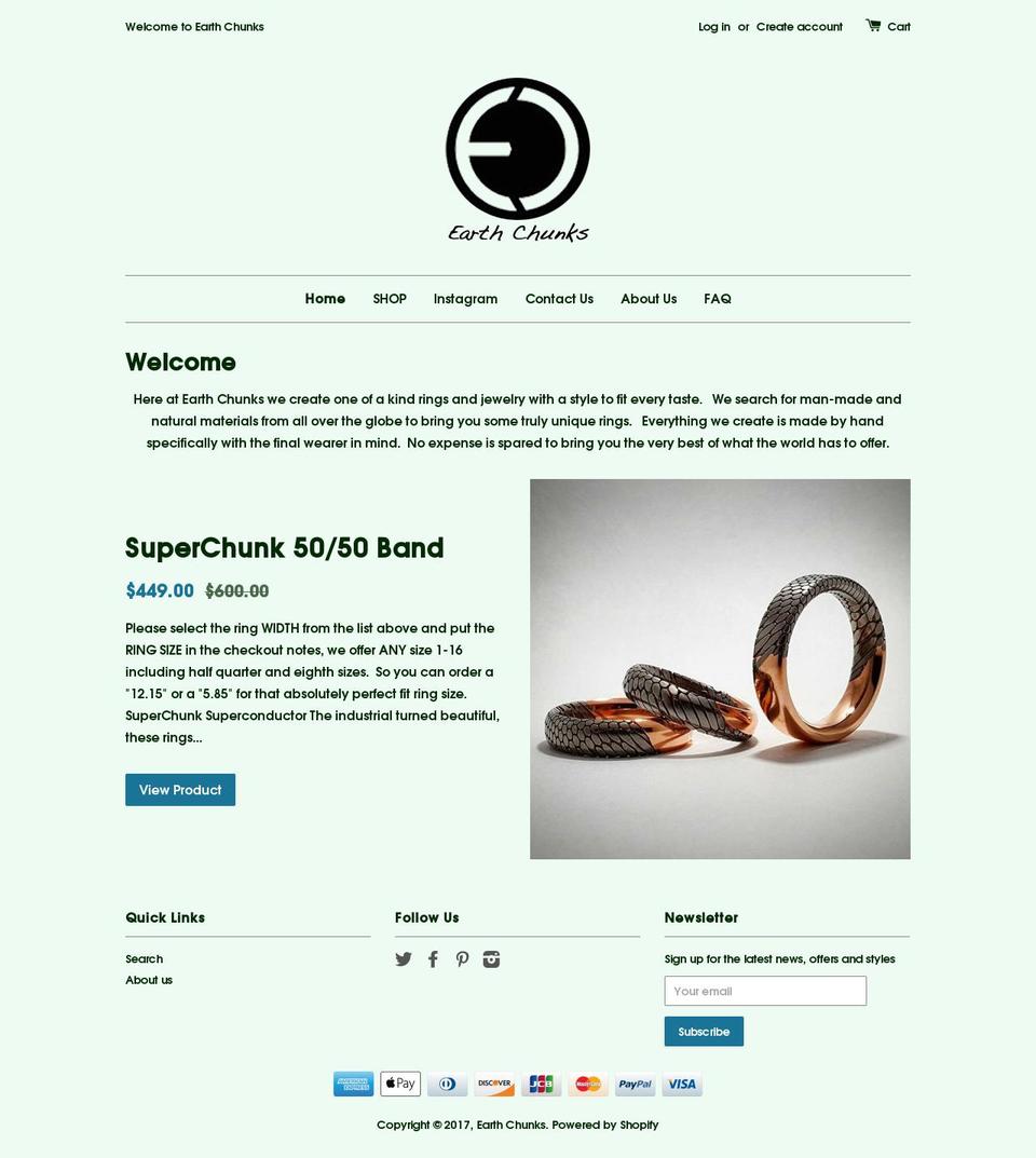 earthchunks.com shopify website screenshot