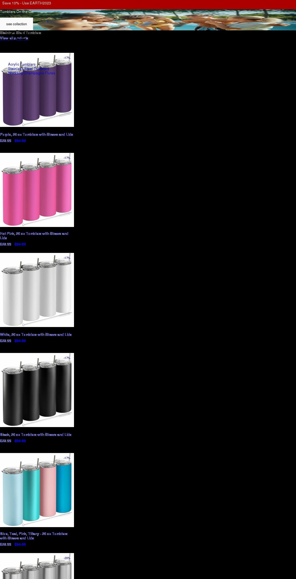 earthdrinkware.com shopify website screenshot