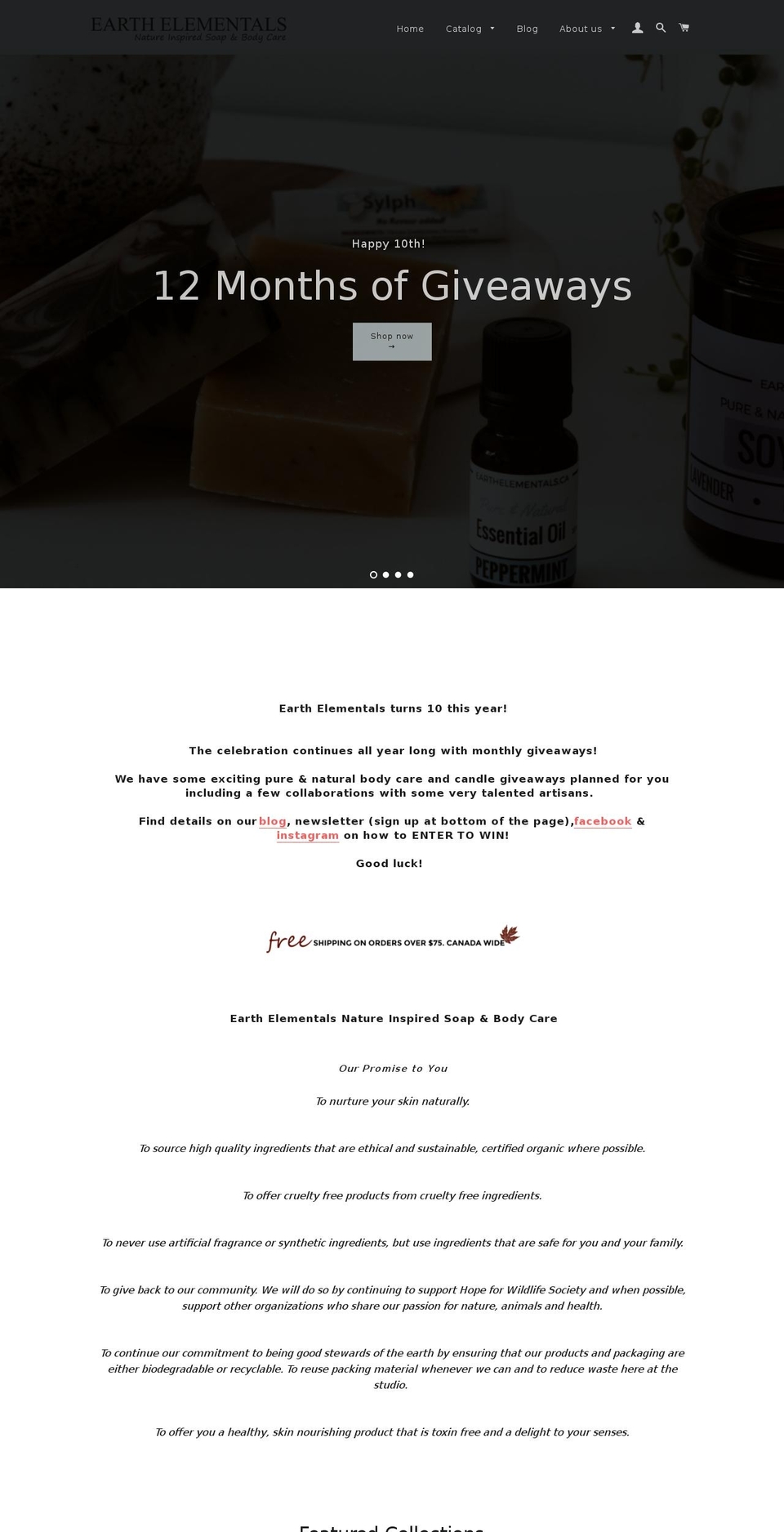 earthelementals.com shopify website screenshot