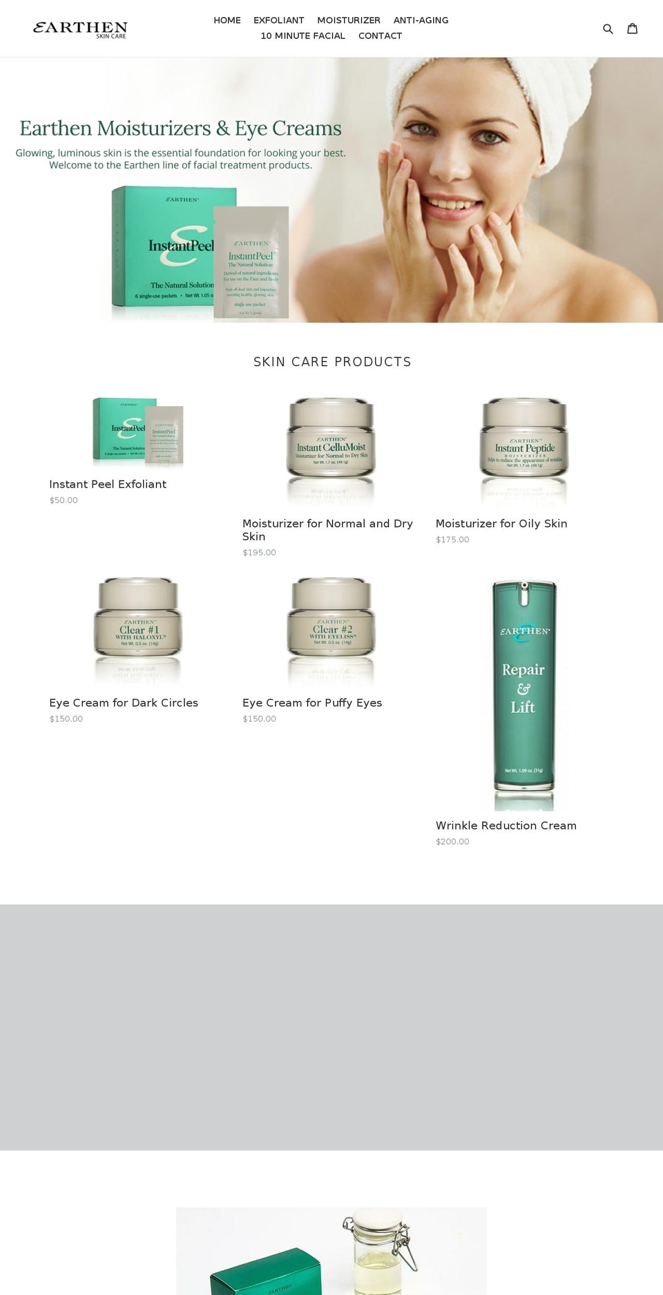 earthen-skincare.com shopify website screenshot