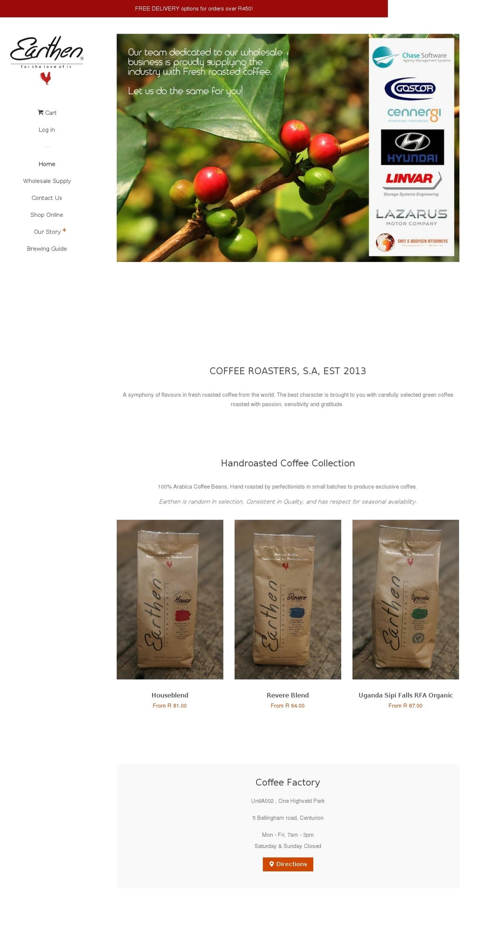 earthen.co.za shopify website screenshot