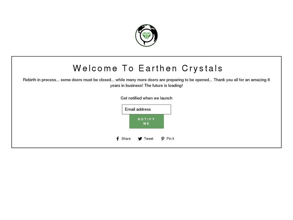 earthencrystals.com — Shopify storefront screenshot