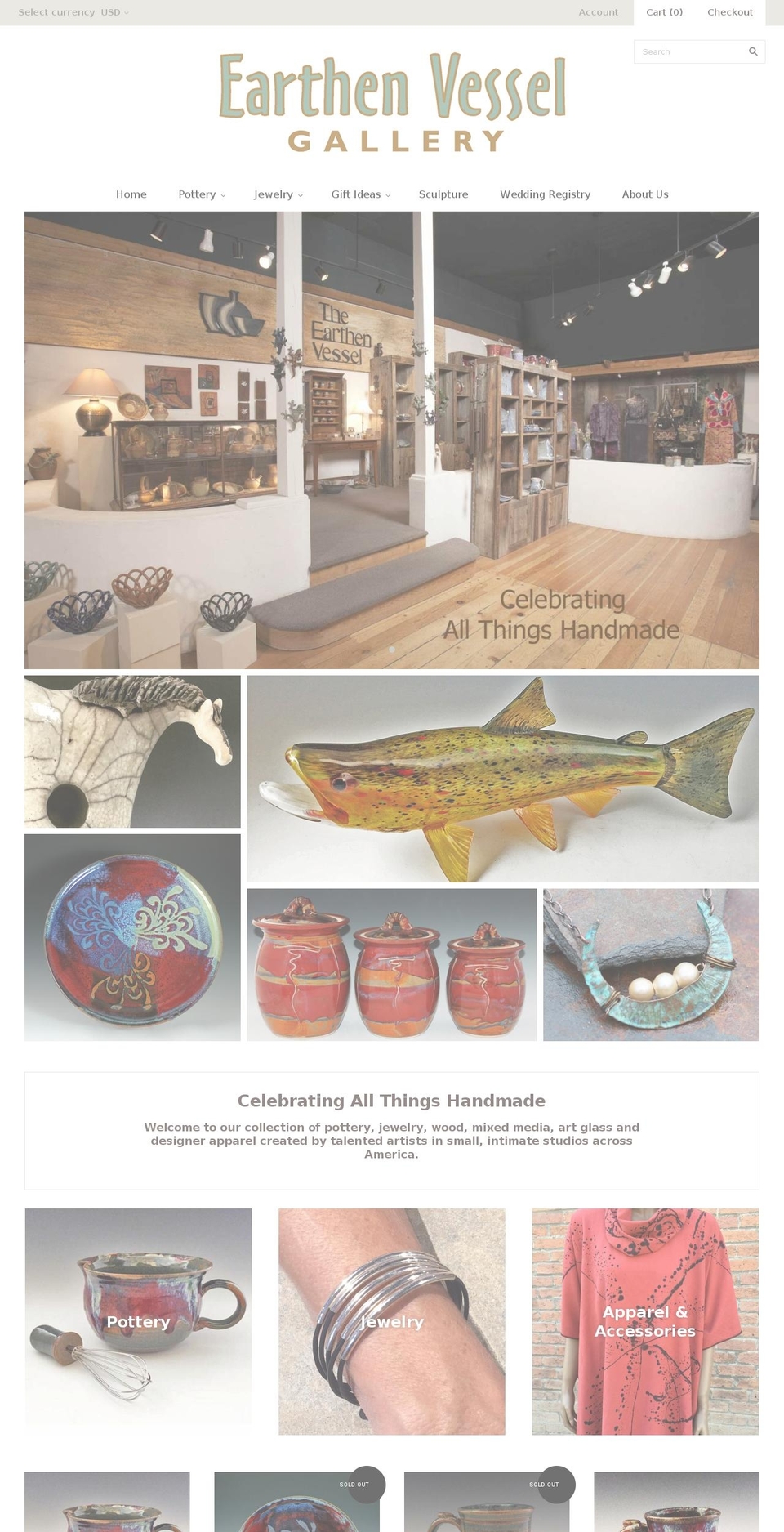 earthenvessel.com shopify website screenshot