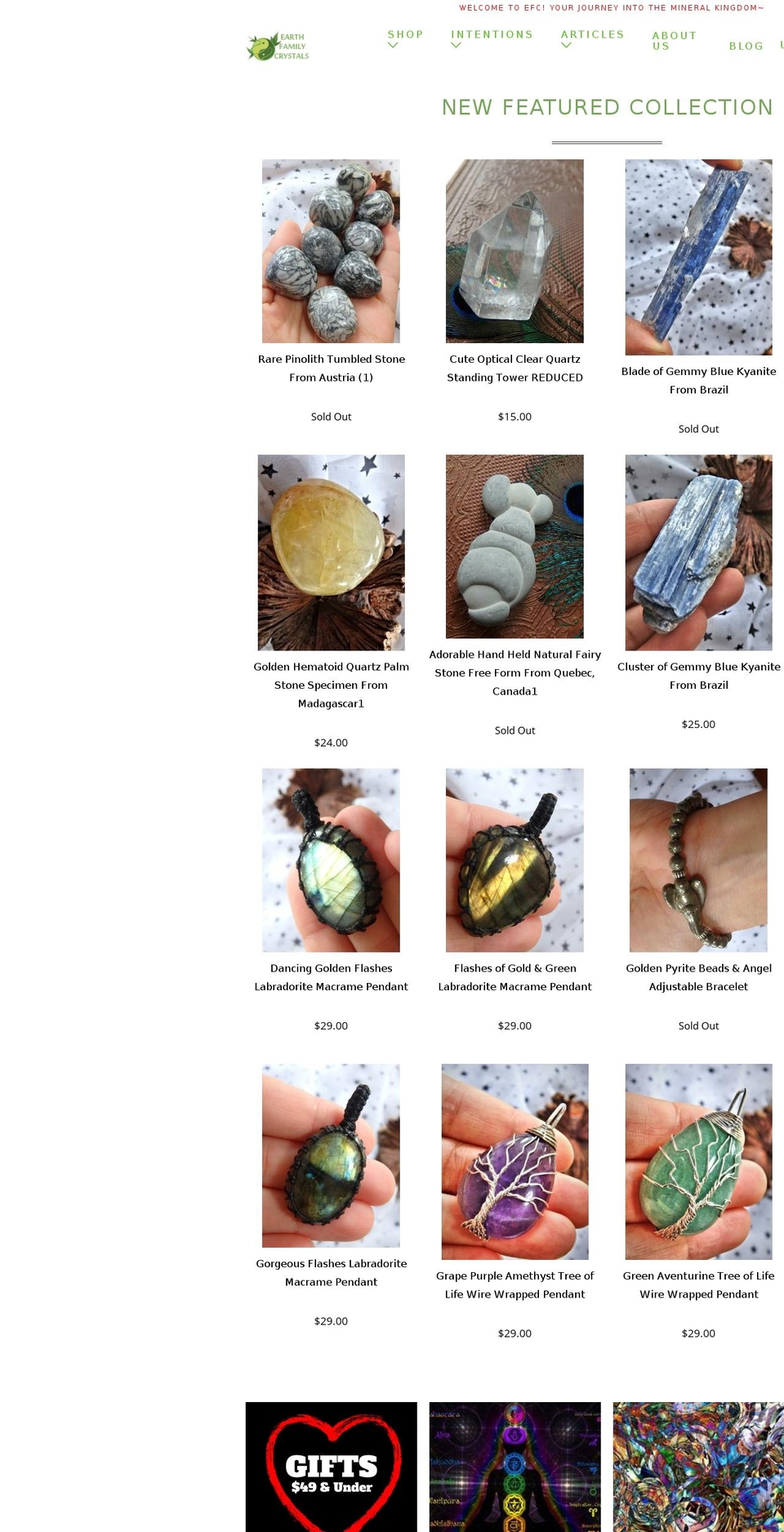 earthfamilycrystal.com — Shopify storefront screenshot