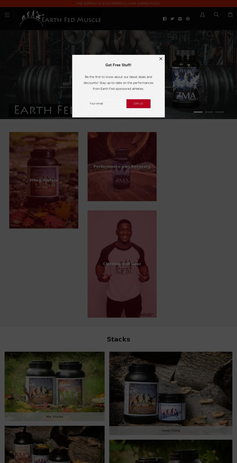 earthfedmuscle.com shopify website screenshot