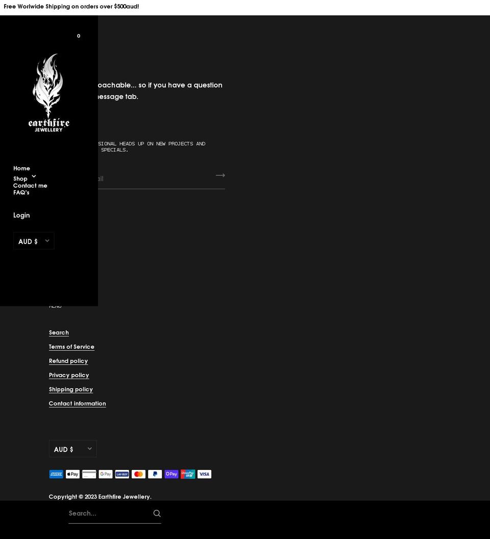 earthfire.com.au shopify website screenshot