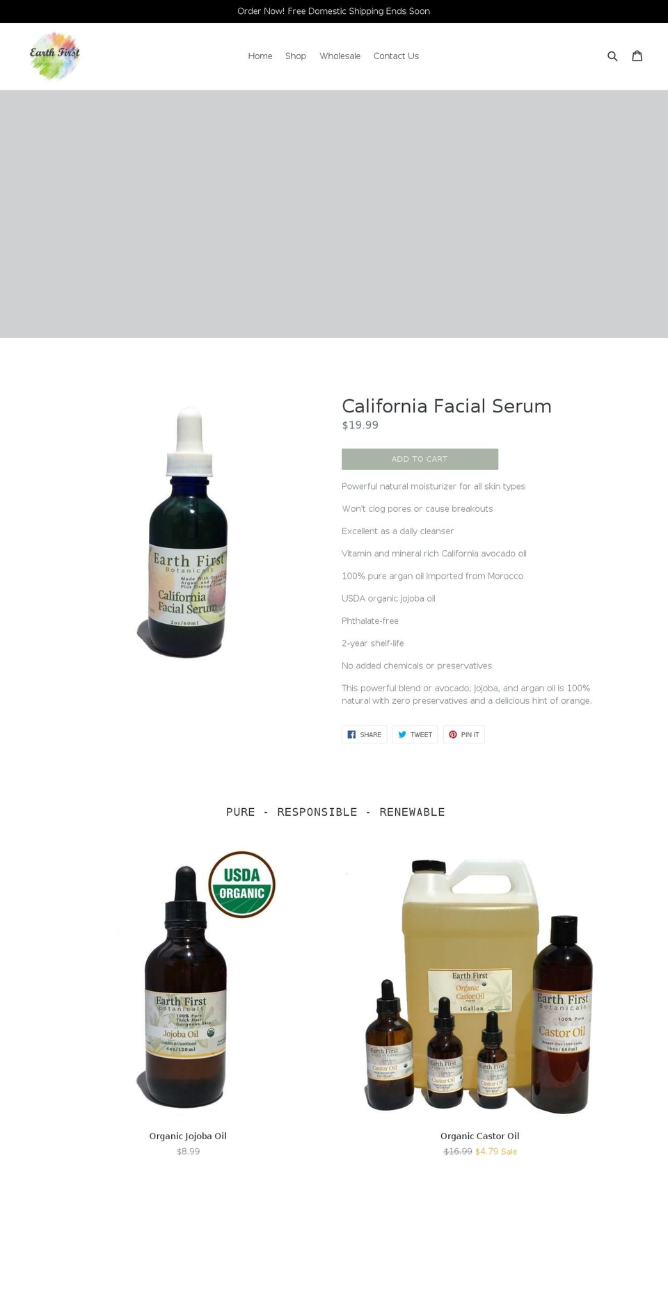 earthfirstbotanicals.com shopify website screenshot