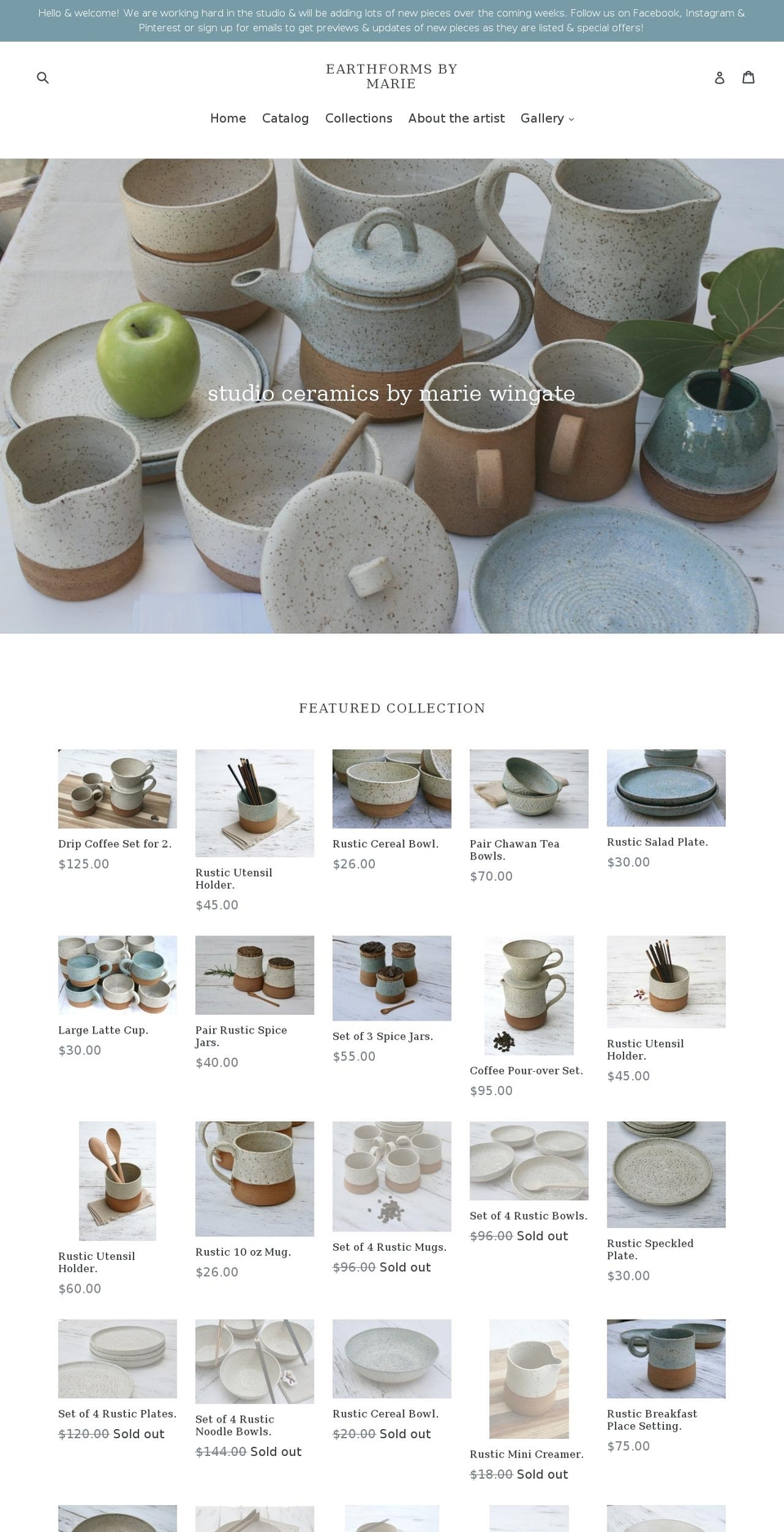 earthformsbymarie.com — Shopify storefront screenshot