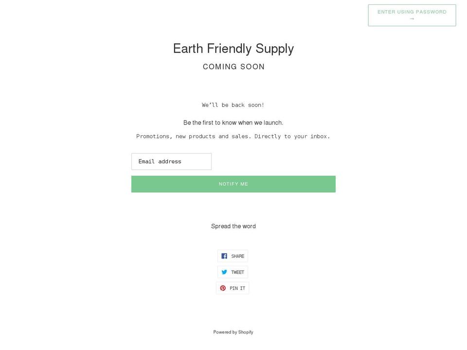earthfriendlysupply.com shopify website screenshot