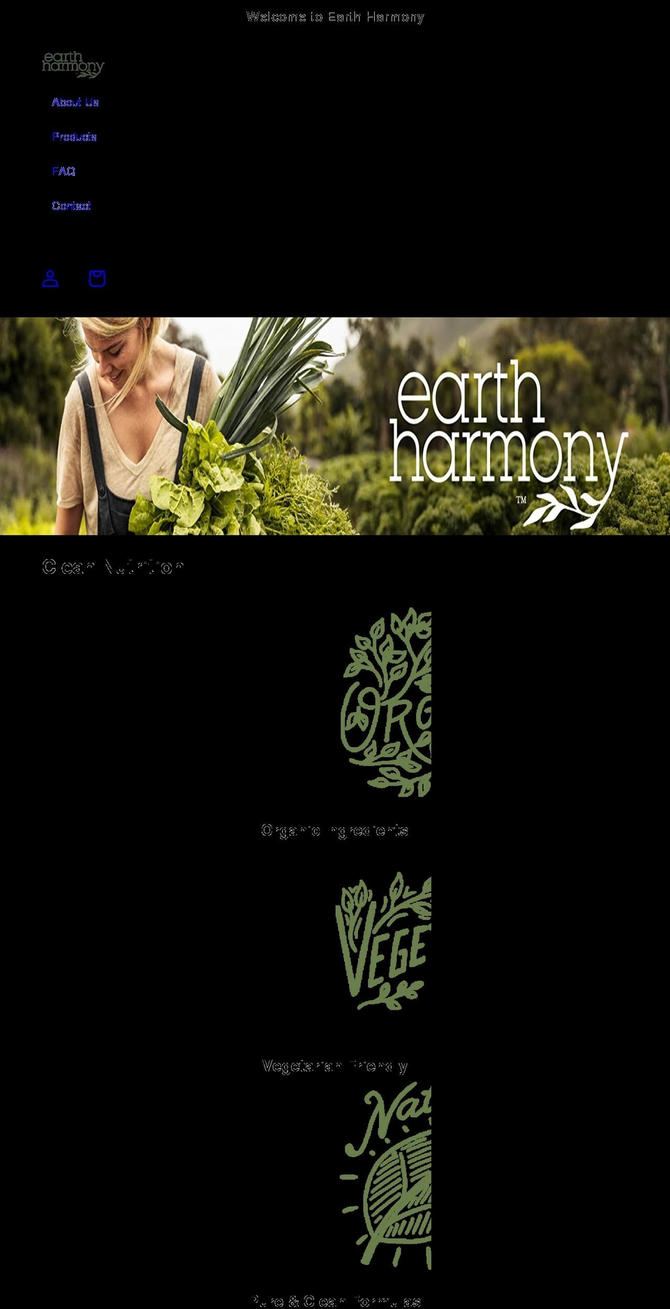 earthharmony.com shopify website screenshot