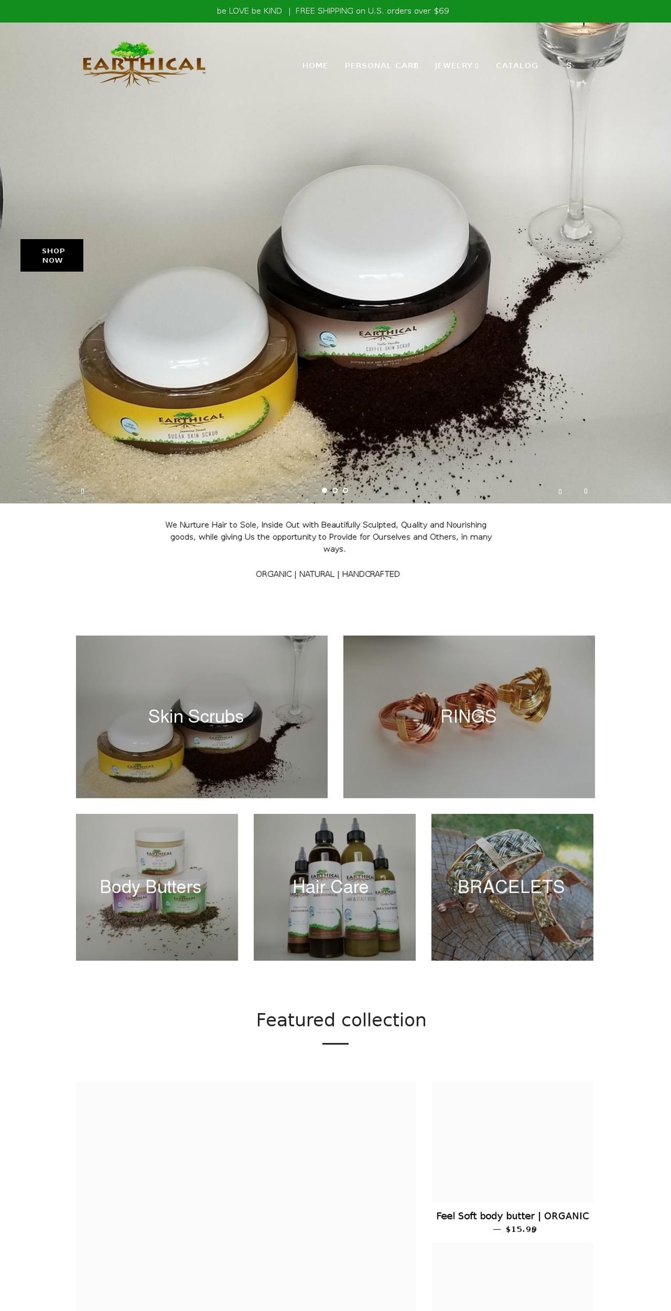 earthical.net shopify website screenshot