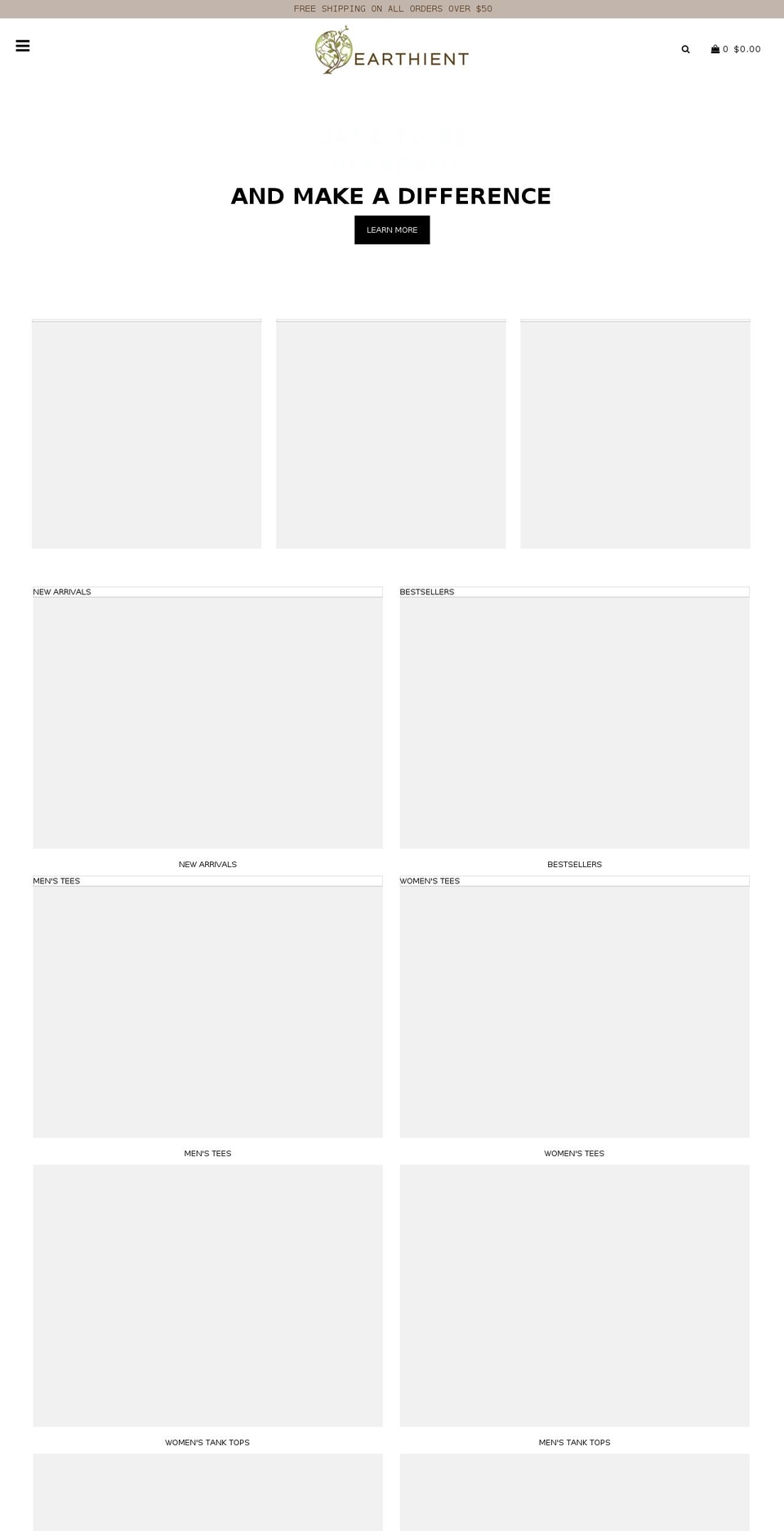 earthient.com shopify website screenshot