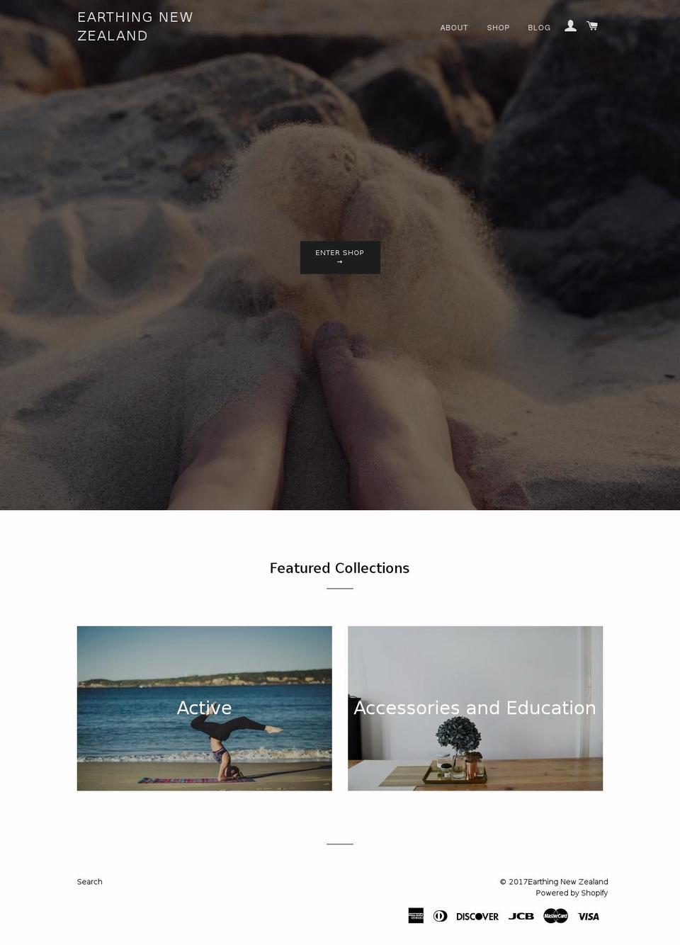 earthing.co.nz shopify website screenshot