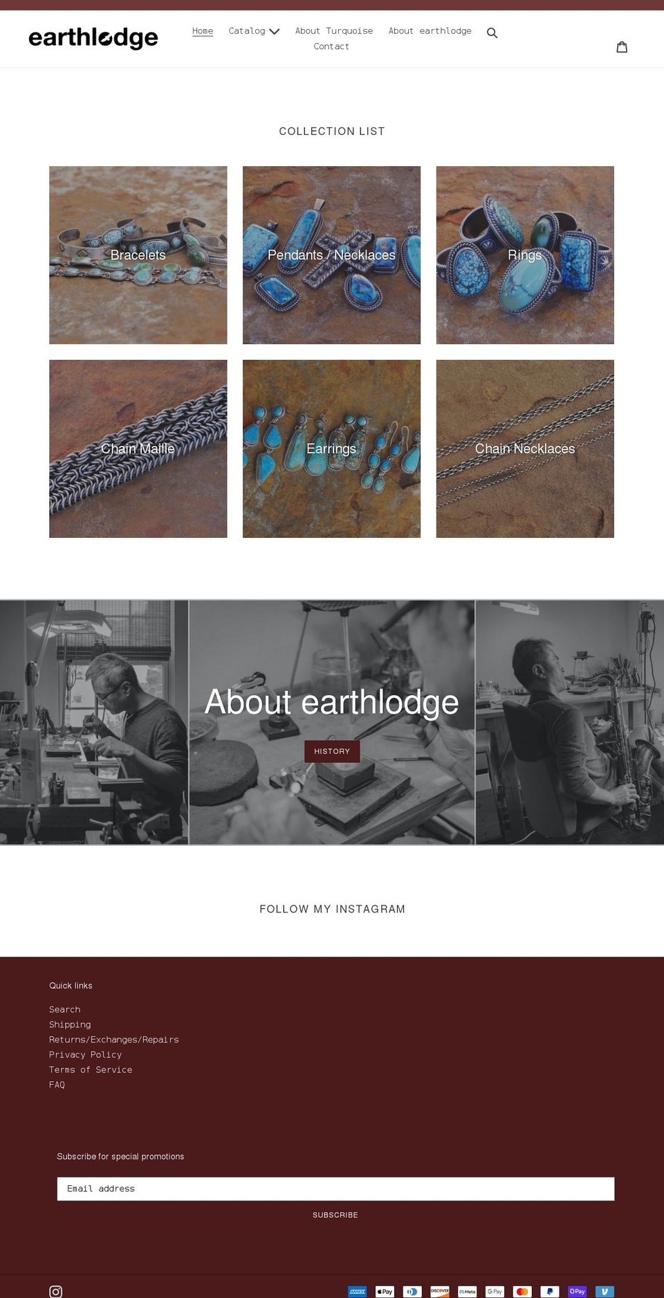earthlodge.com shopify website screenshot