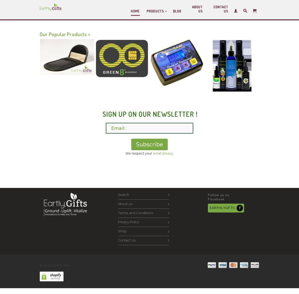 earthly.gifts shopify website screenshot