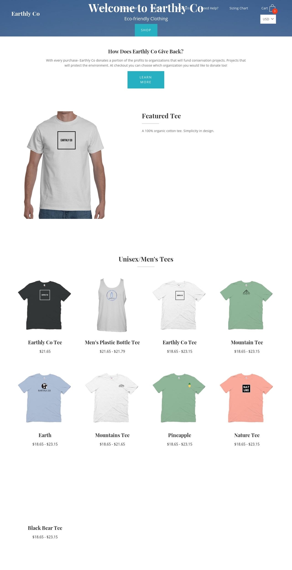 earthlyco.com — Shopify storefront screenshot