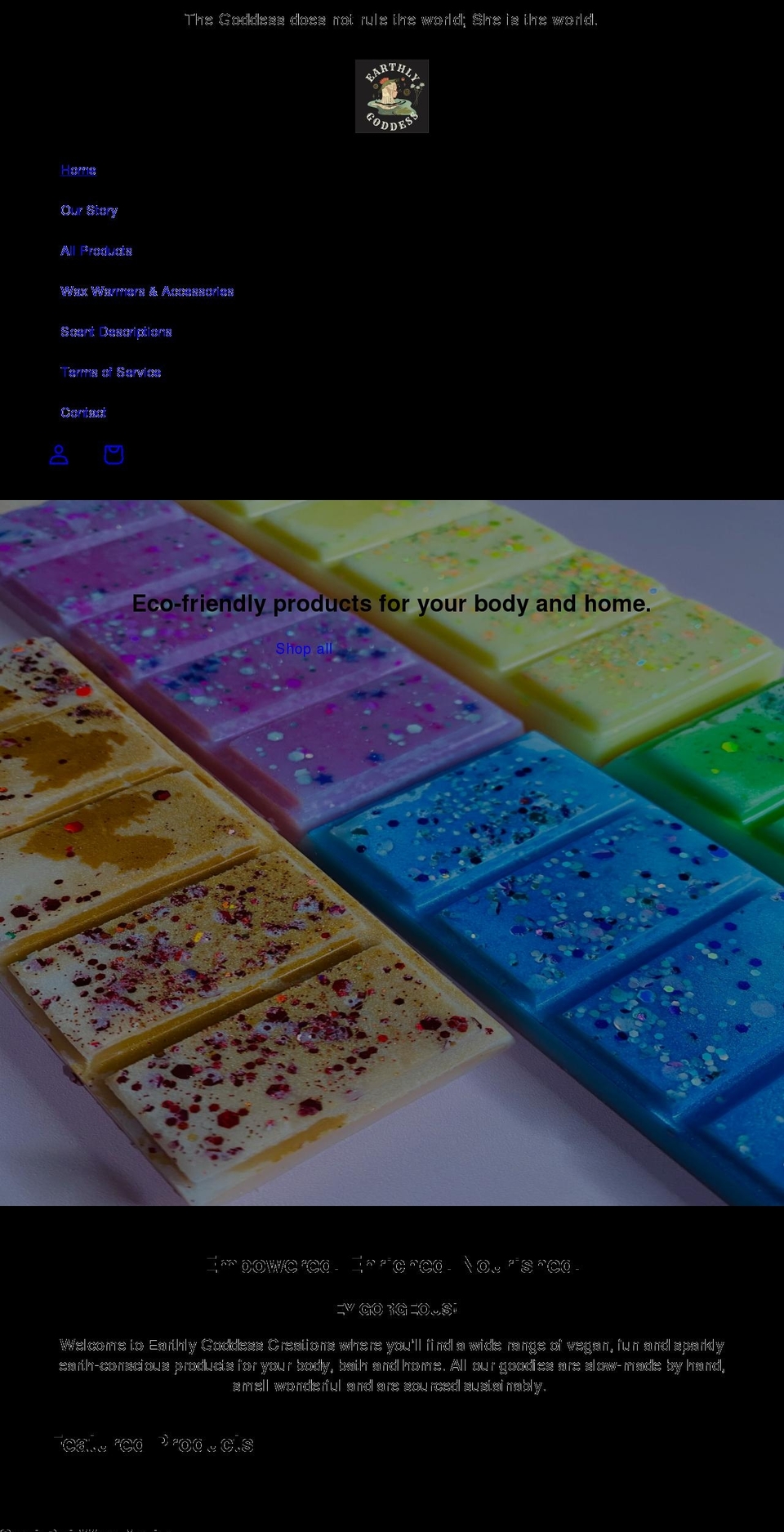 earthlygoddesscreations.com shopify website screenshot