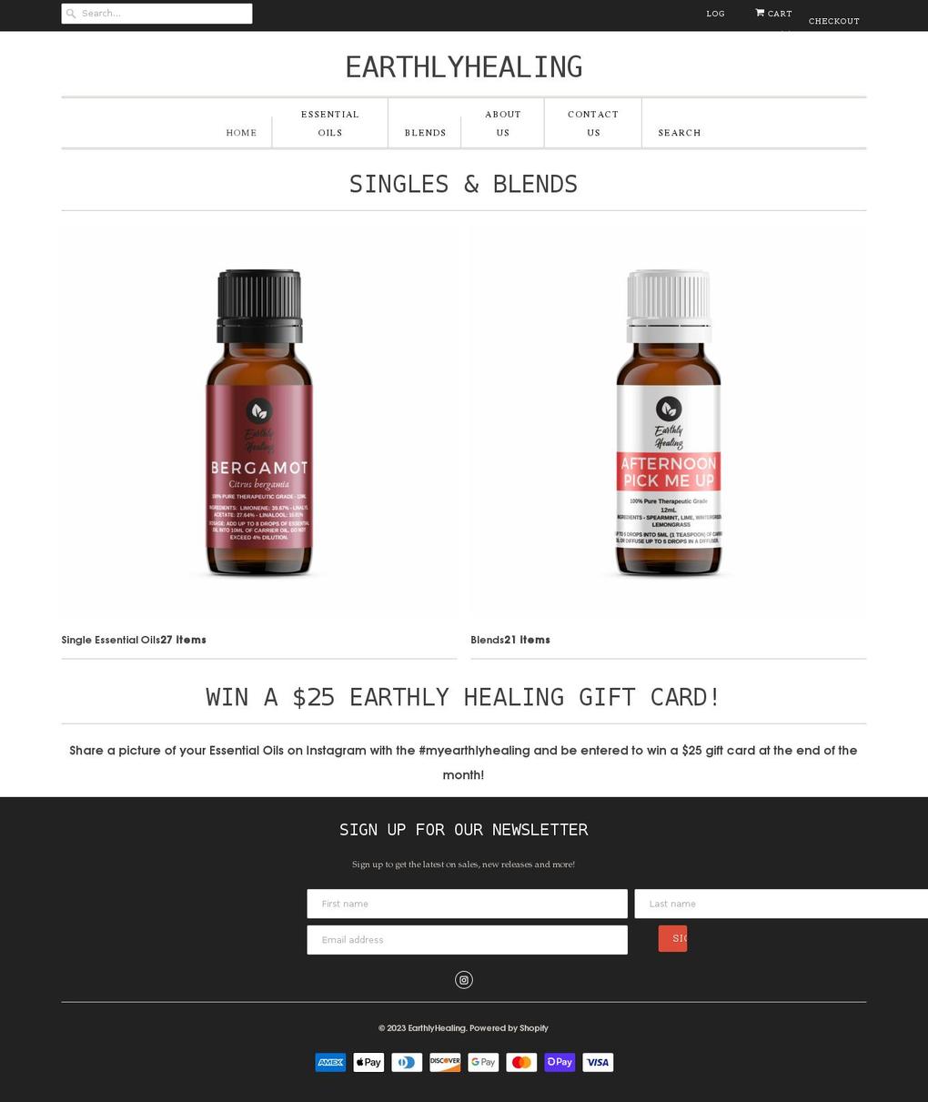 earthlyhealing.com shopify website screenshot