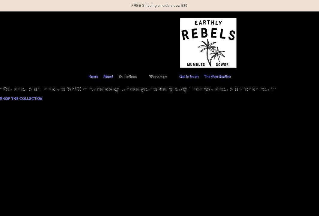earthlyrebels.co.uk shopify website screenshot
