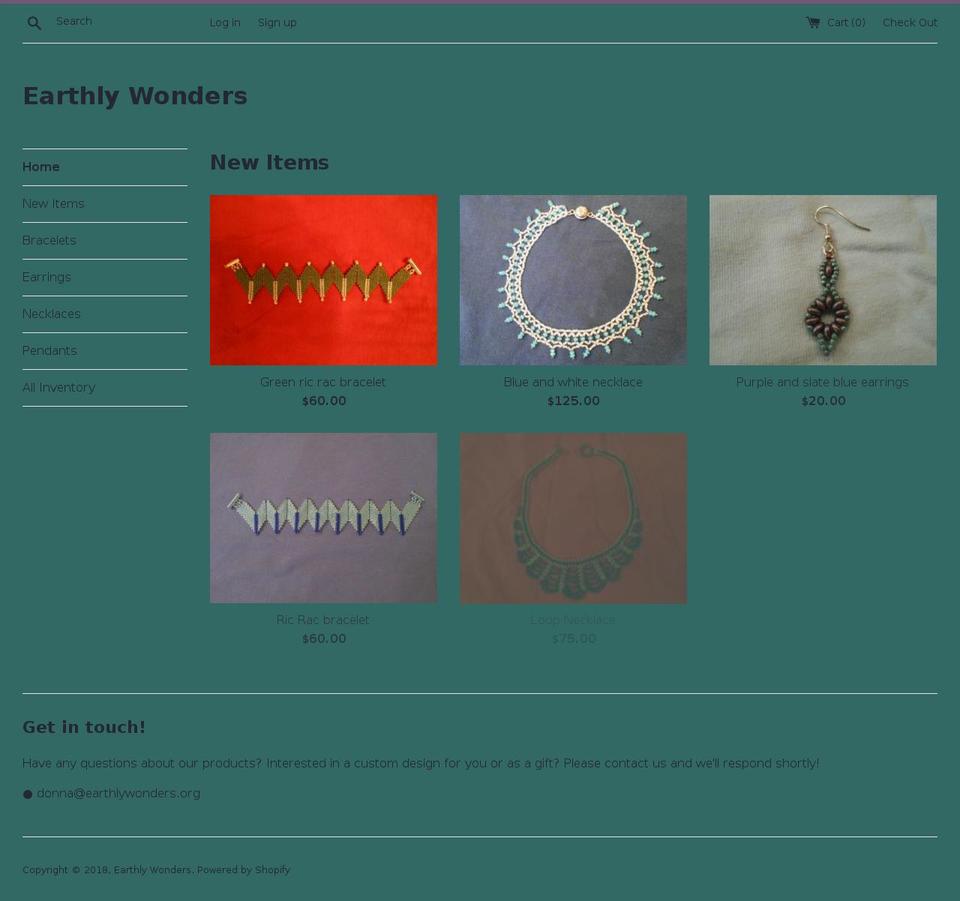 earthlywonders.org shopify website screenshot