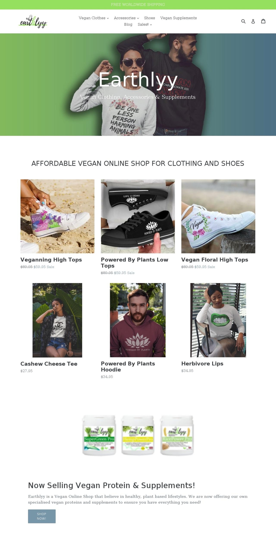 earthlyy.com shopify website screenshot