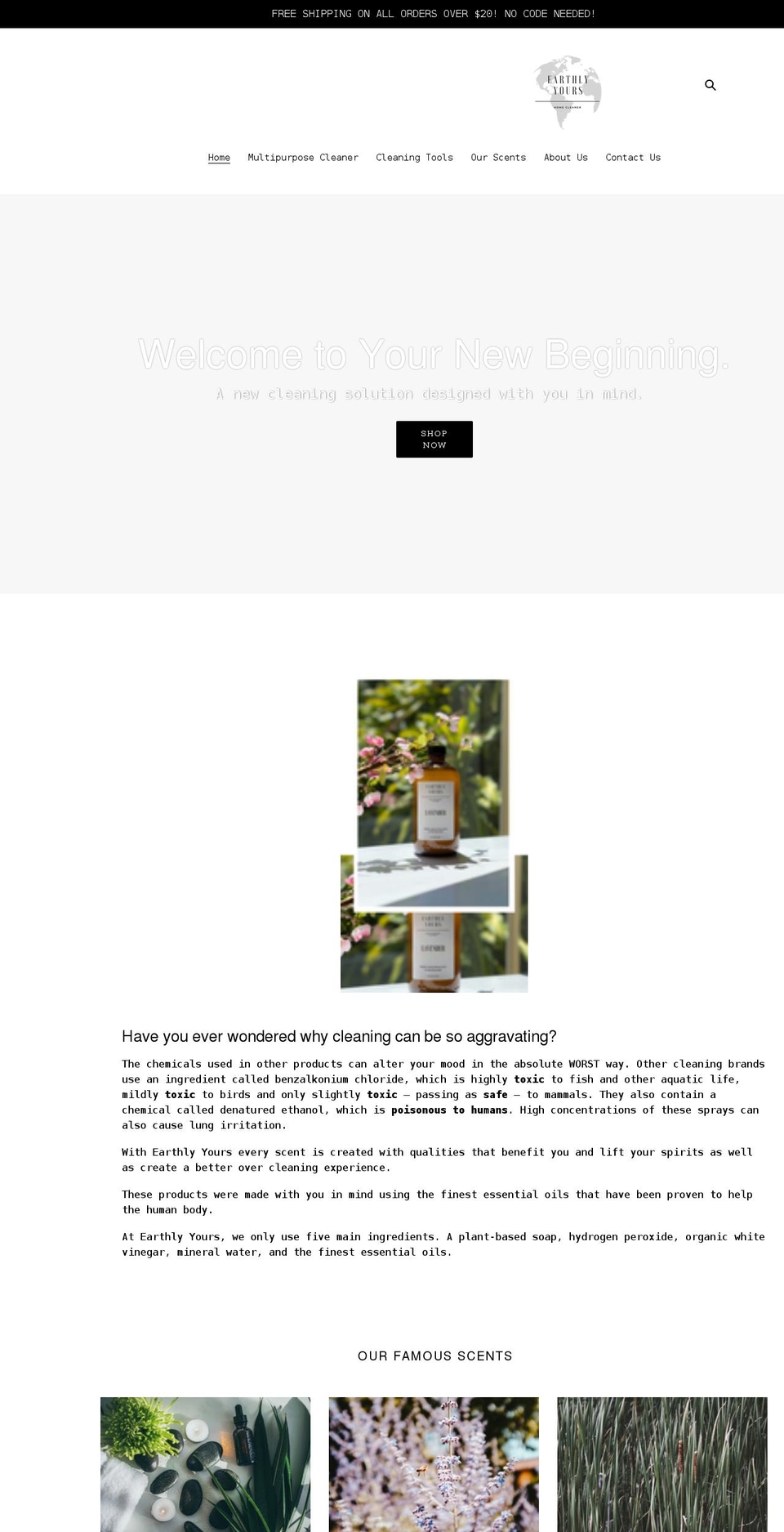 earthlyyours.com shopify website screenshot