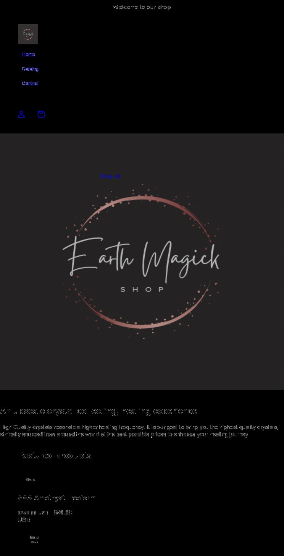 earthmagick.shop shopify website screenshot