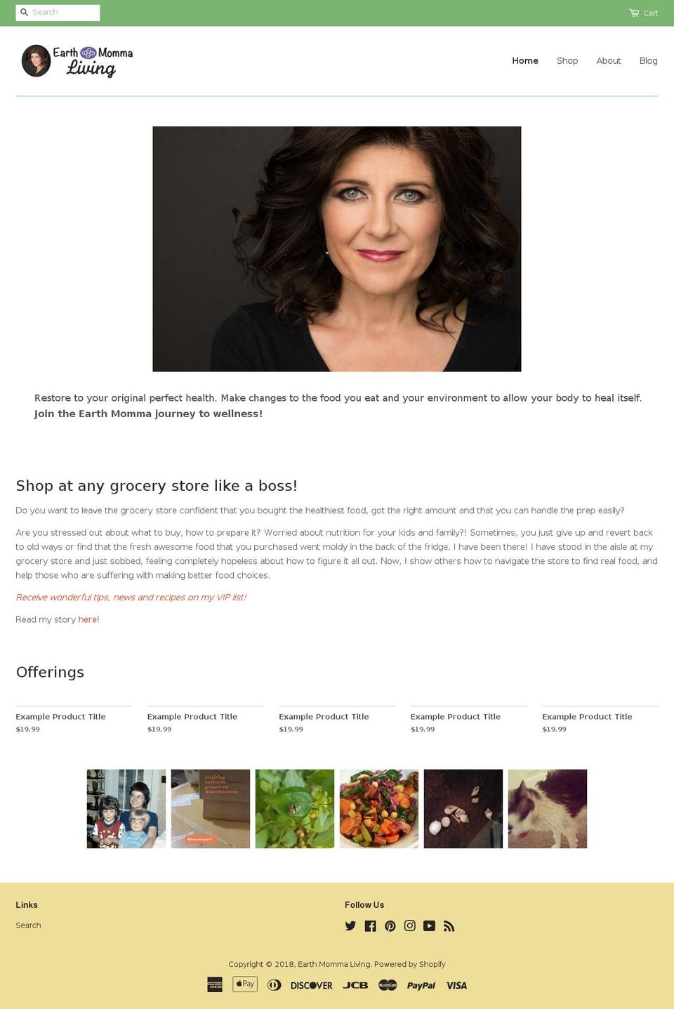 earthmommaliving.com shopify website screenshot