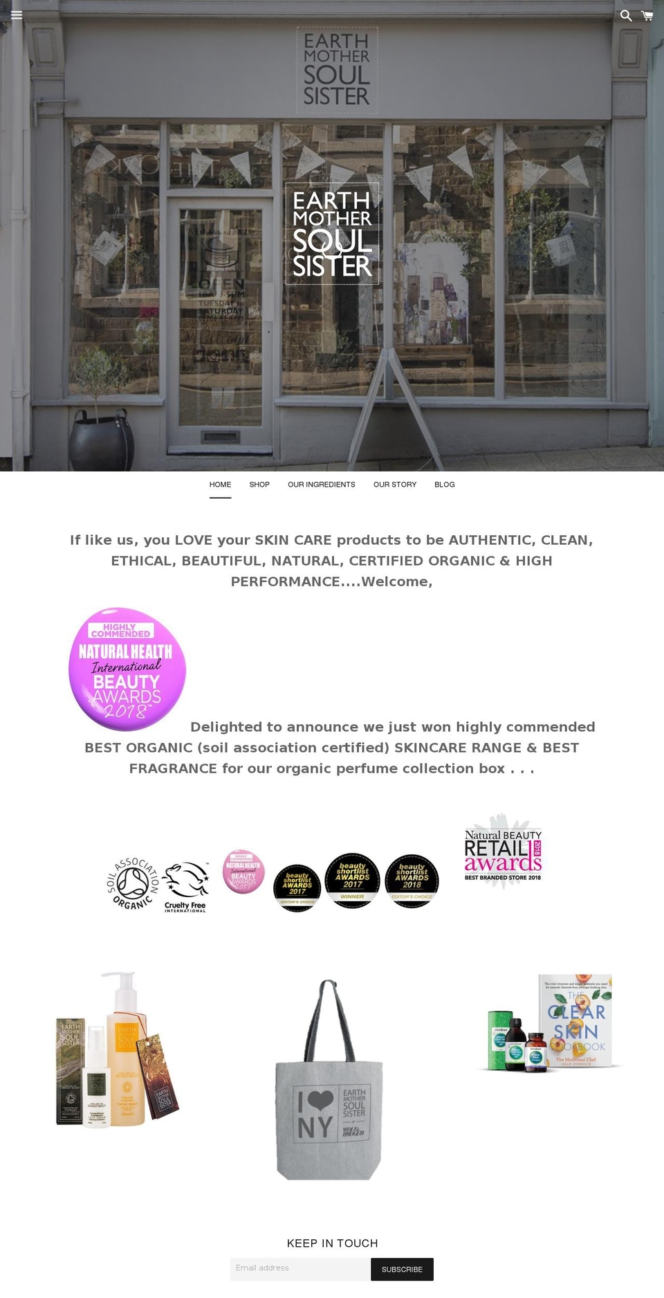 EMSS Shopify theme site example earthmotherstore.co.uk