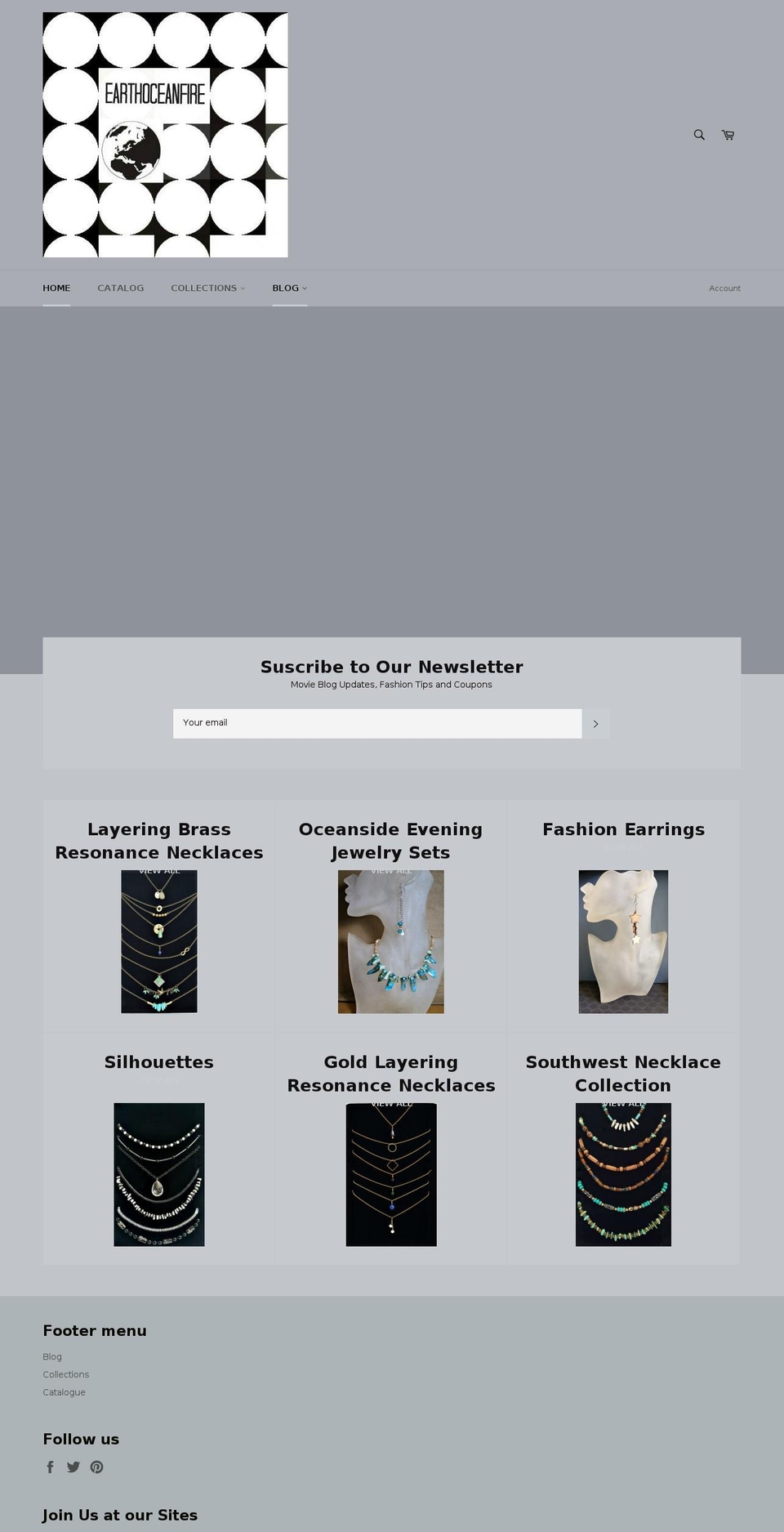 earthoceanfirewomen.com shopify website screenshot