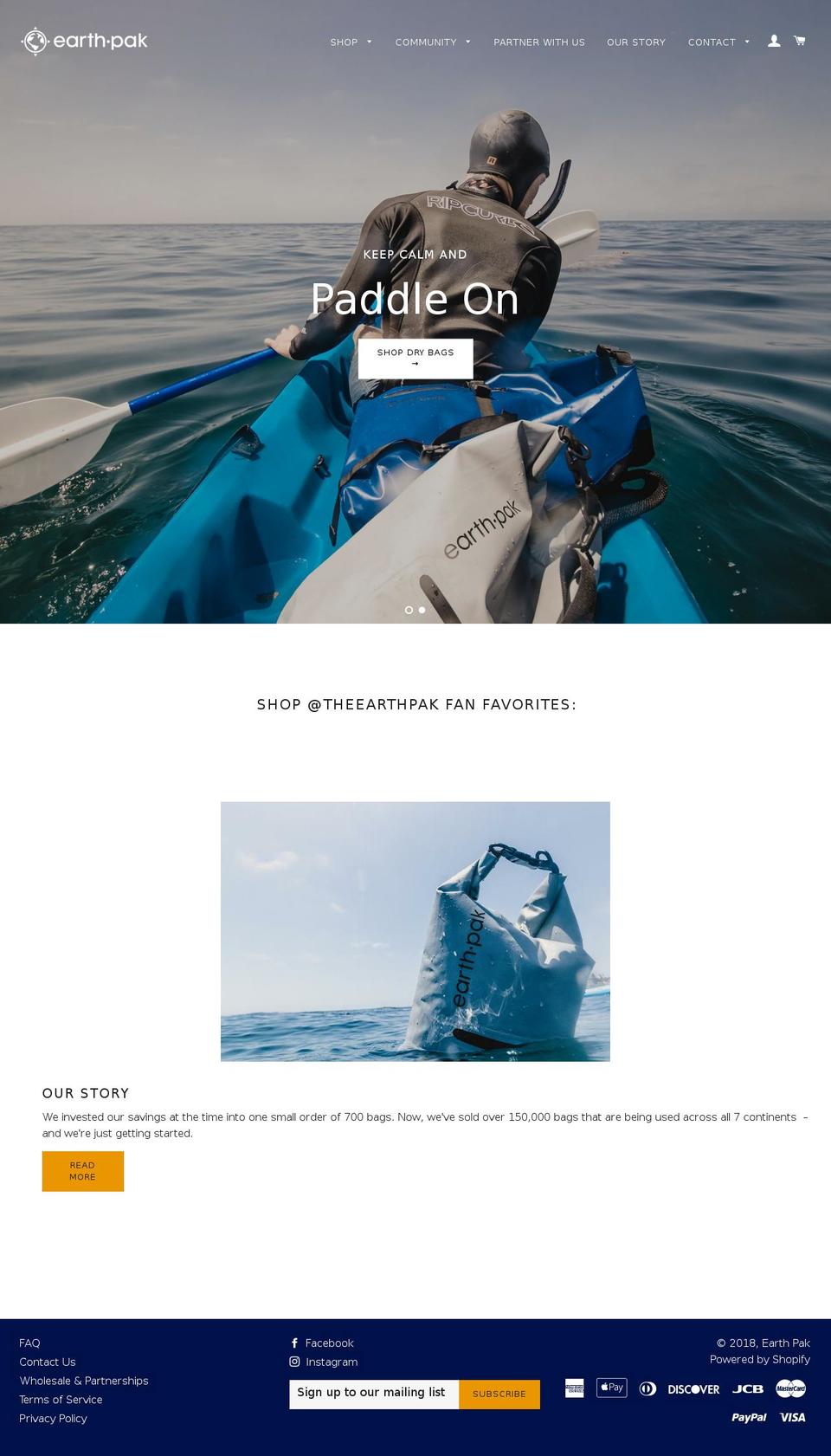 earthpak.com shopify website screenshot