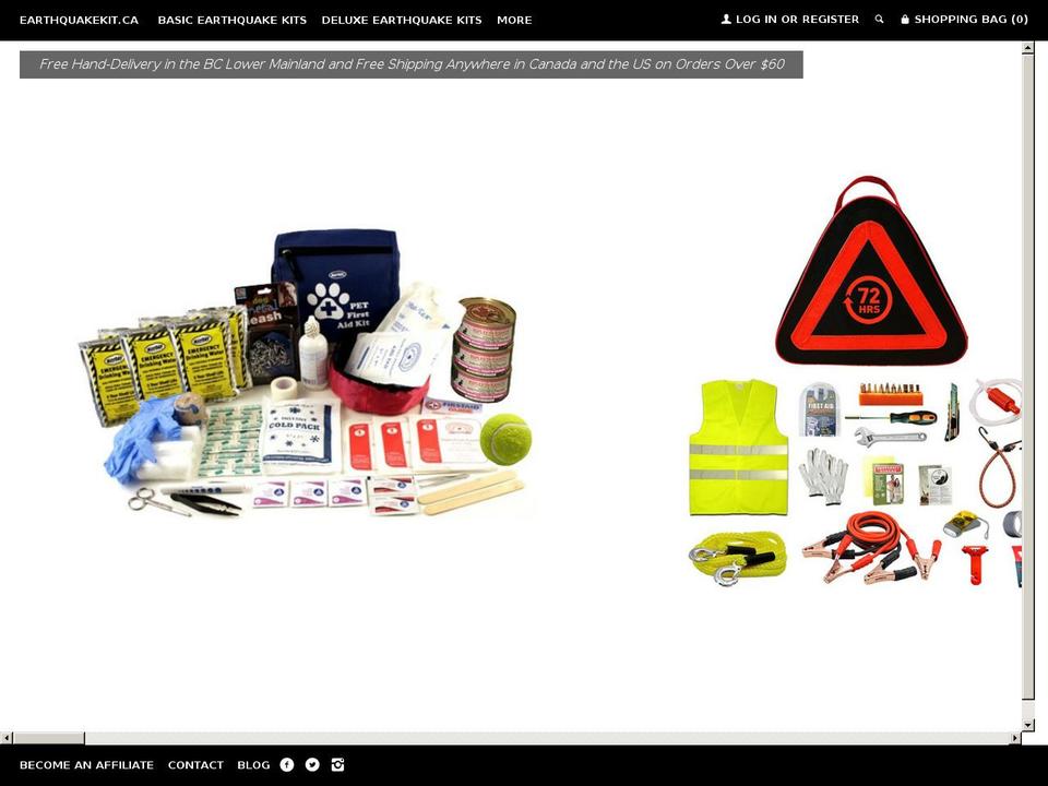 earthquakekit.biz shopify website screenshot