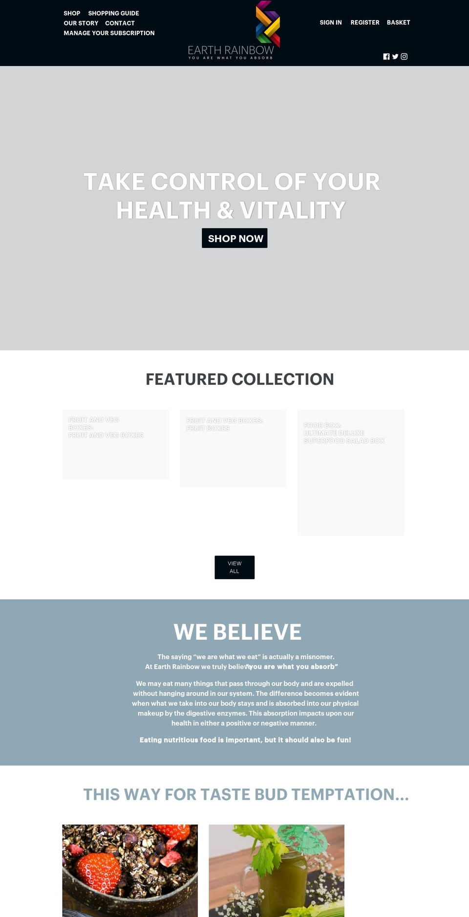 earthrainbow.co.uk shopify website screenshot