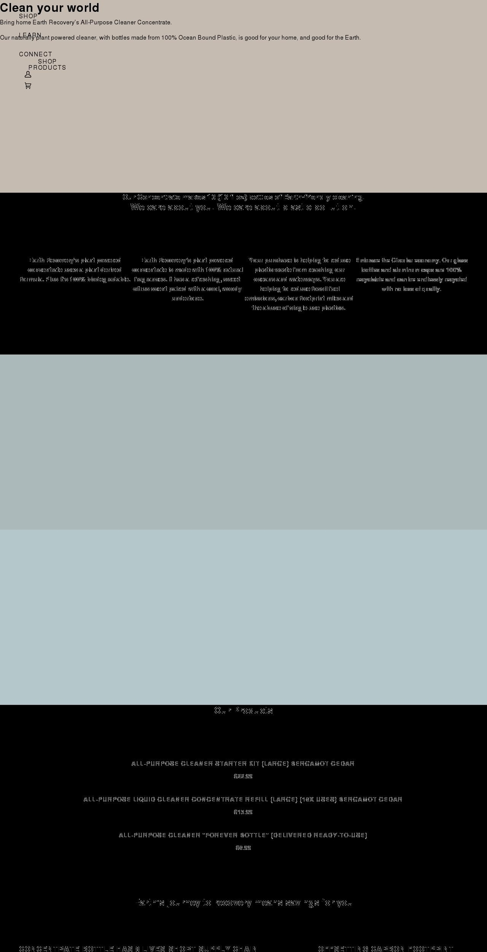 earthrecovery.com shopify website screenshot