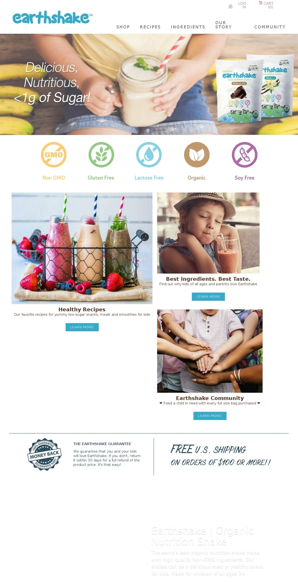 earthshakekids.com — Shopify storefront screenshot