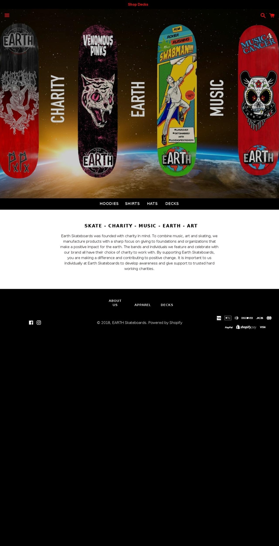 earthsk8boards.com — Shopify storefront screenshot