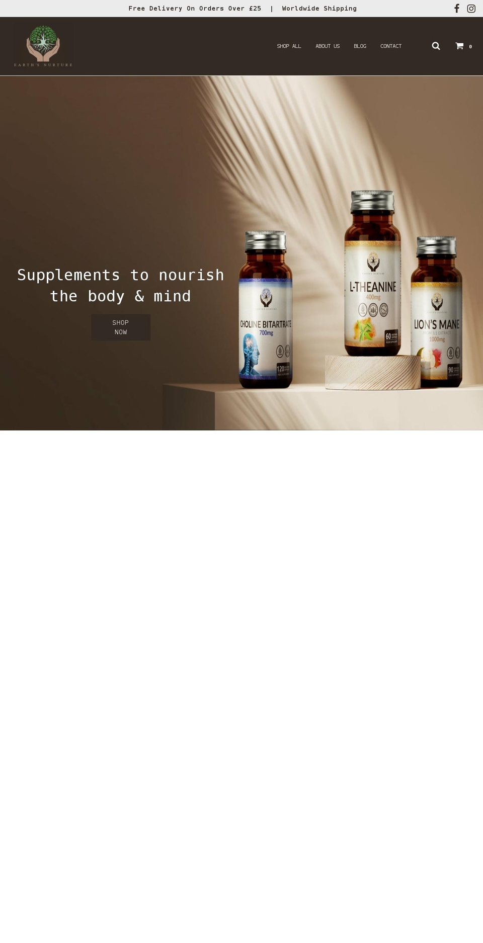 earthsnurture.co.uk shopify website screenshot