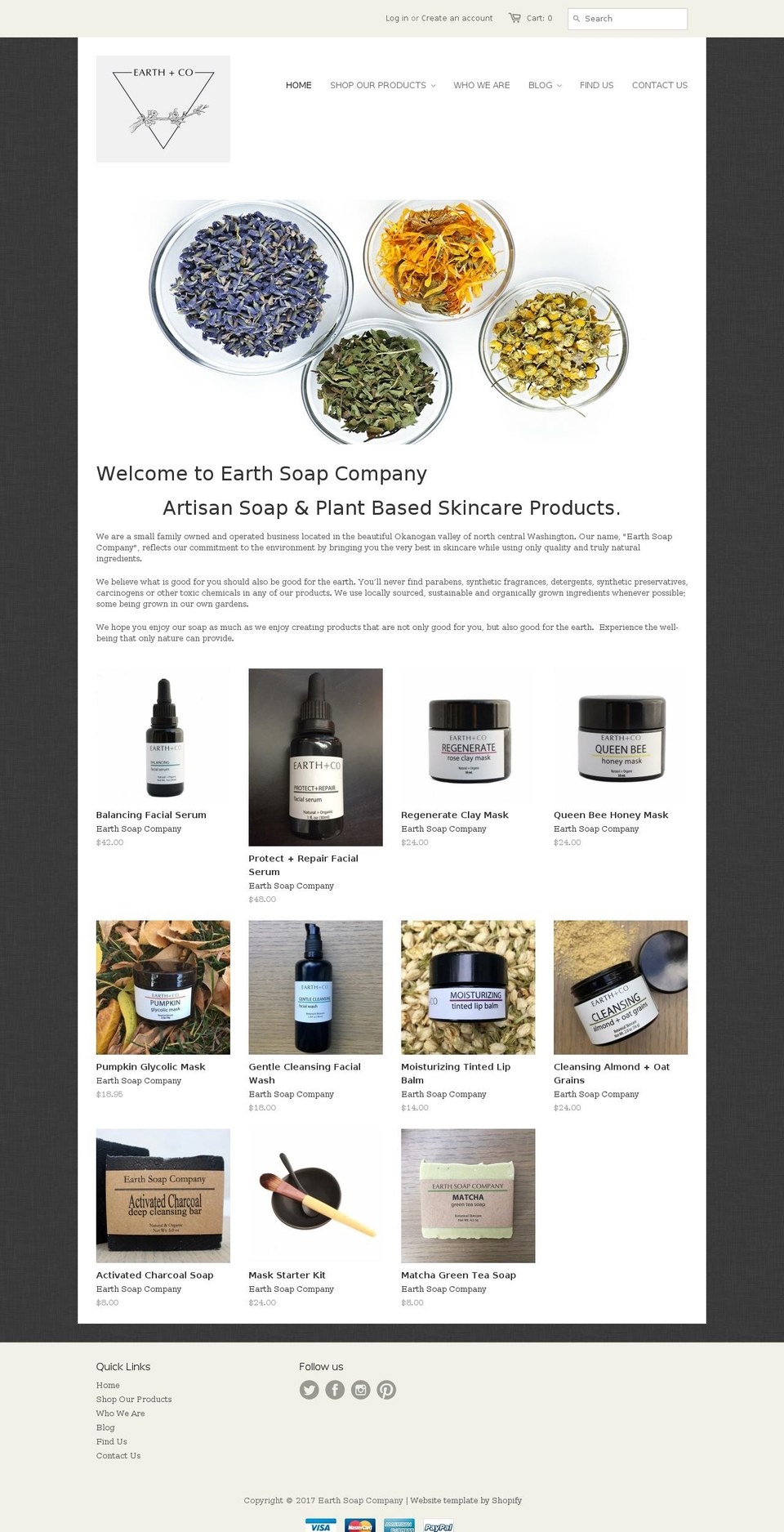 earthsoapco.com shopify website screenshot
