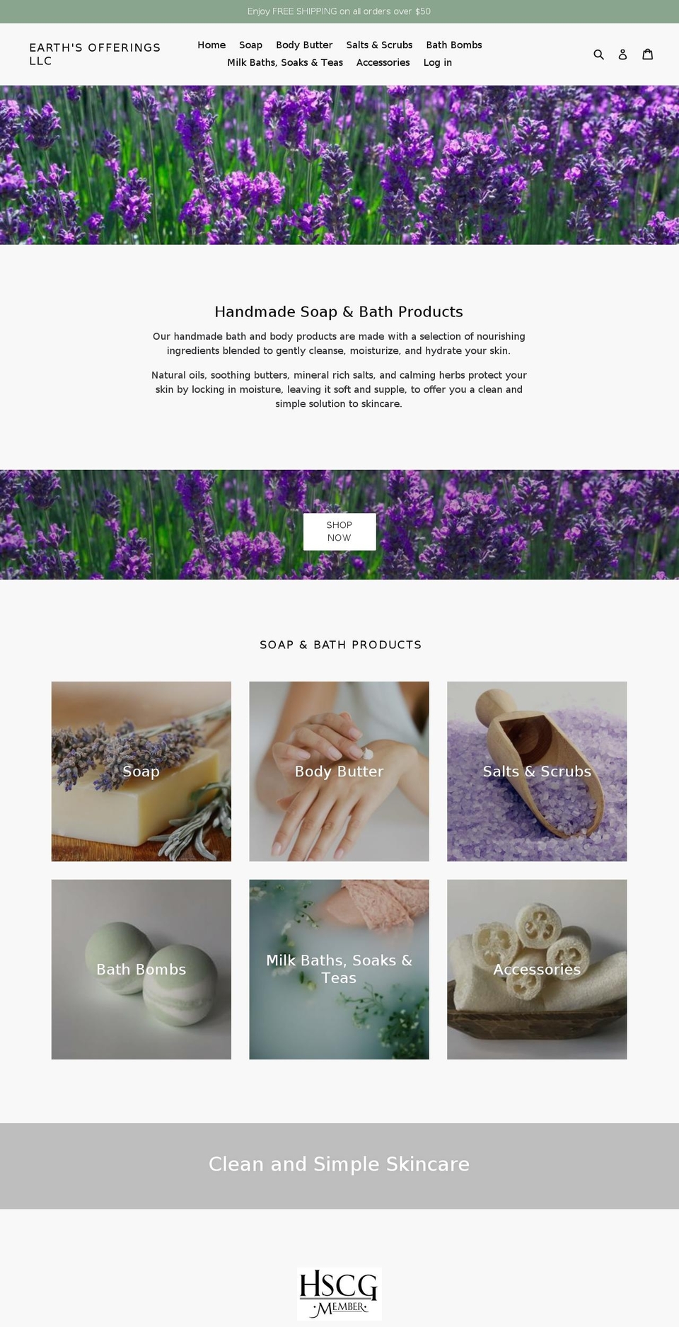 earthsofferingsllc.com shopify website screenshot
