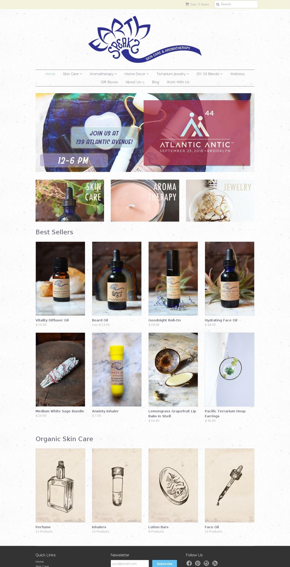 earthspeaks.com shopify website screenshot