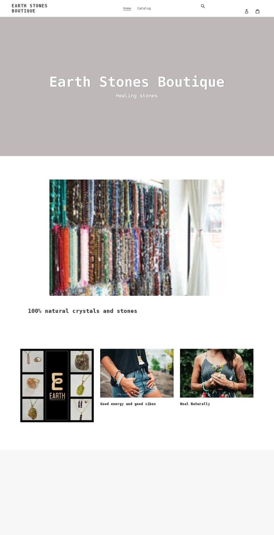earthstonesboutique.com shopify website screenshot