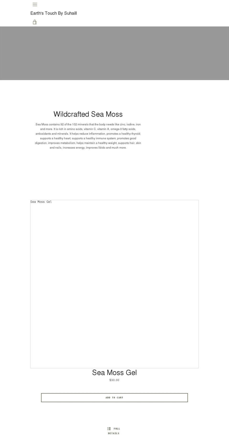 earthstouchbysuhaill.com shopify website screenshot