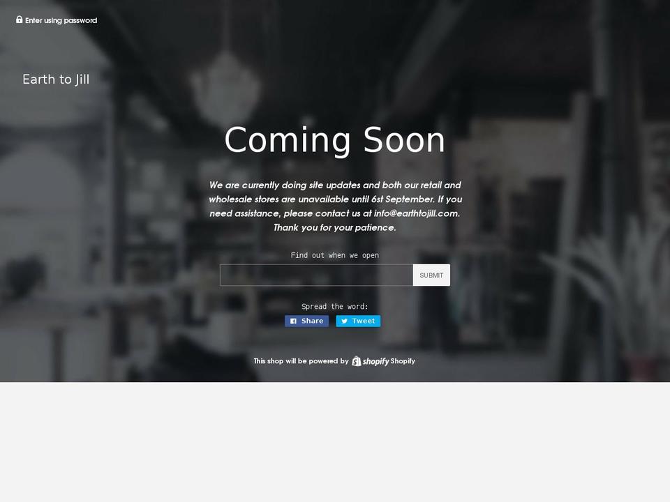 earthtojill.com — Shopify storefront screenshot
